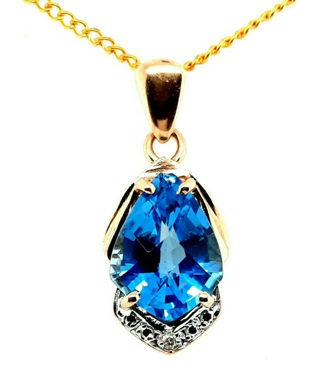 Topaz & Diamond 9ct Yellow Gold Pendant Fine Jewellery