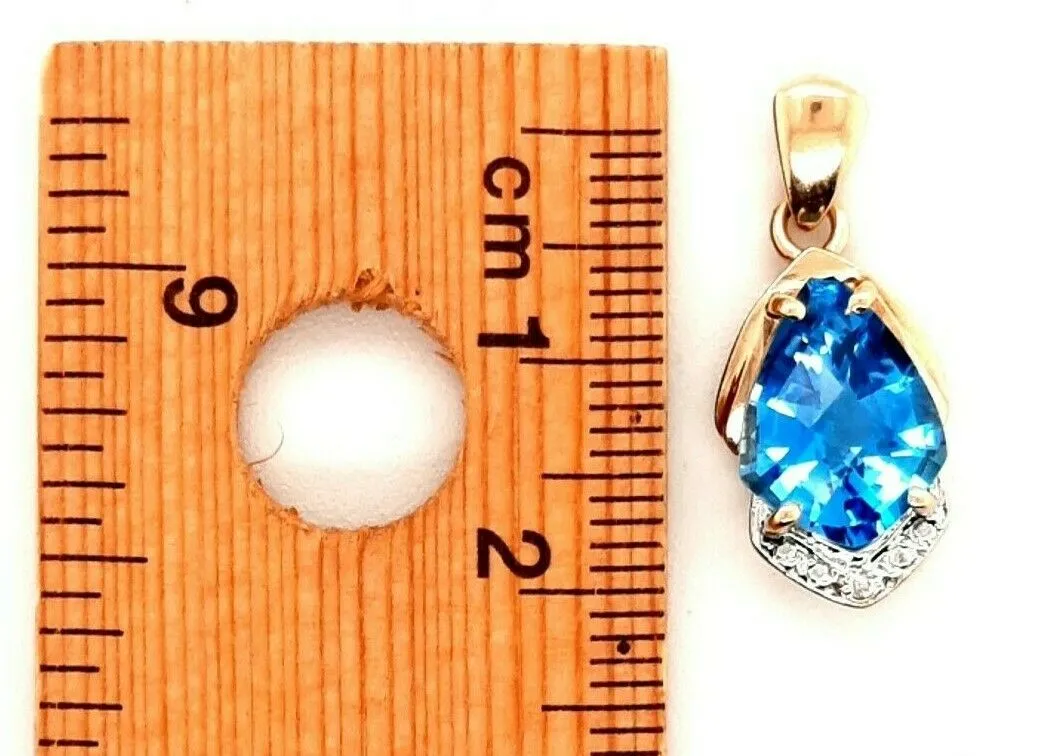 Topaz & Diamond 9ct Yellow Gold Pendant Fine Jewellery