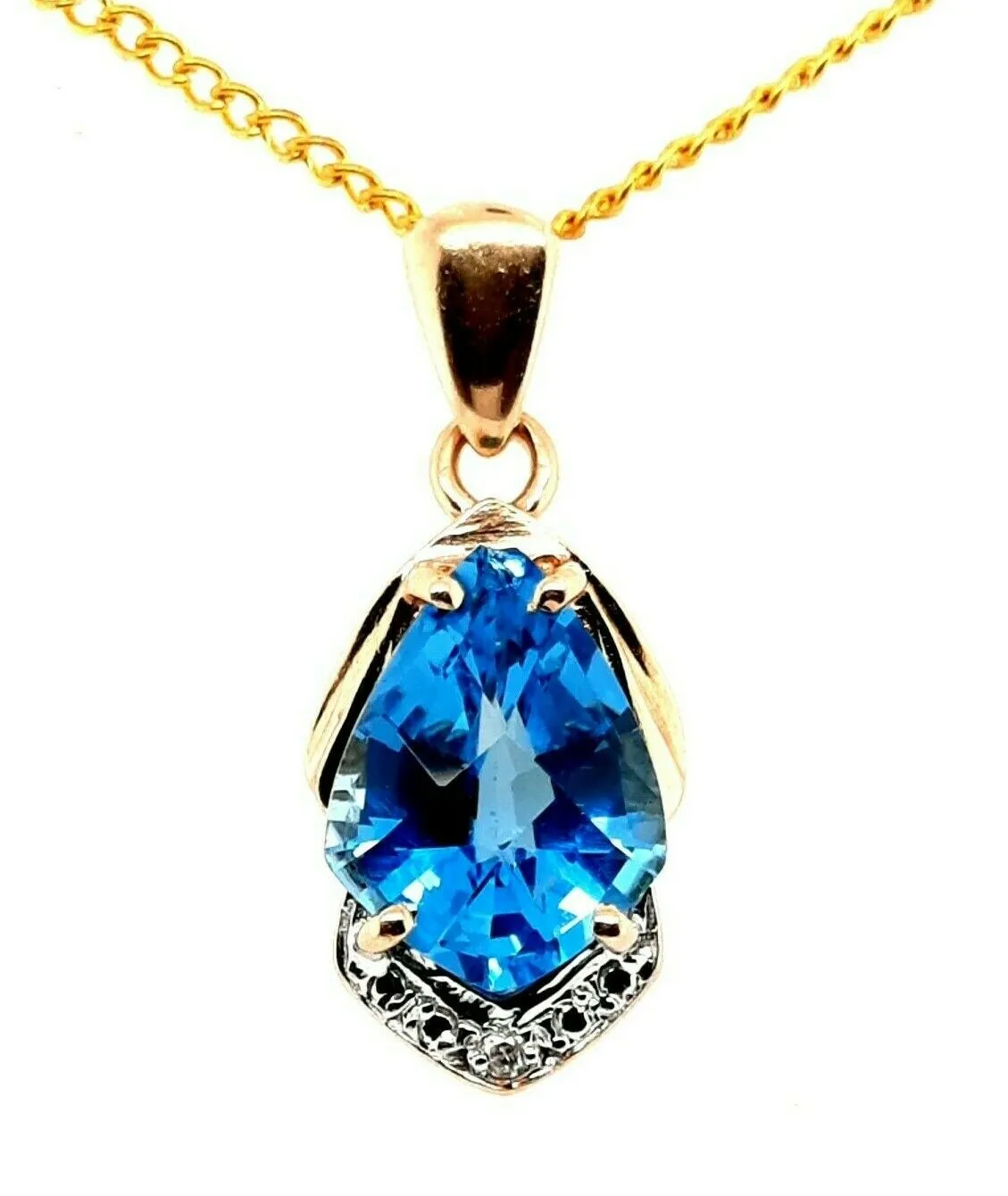 Topaz & Diamond 9ct Yellow Gold Pendant Fine Jewellery