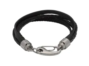 Unique & Co Black Leather Bracelet B406BL