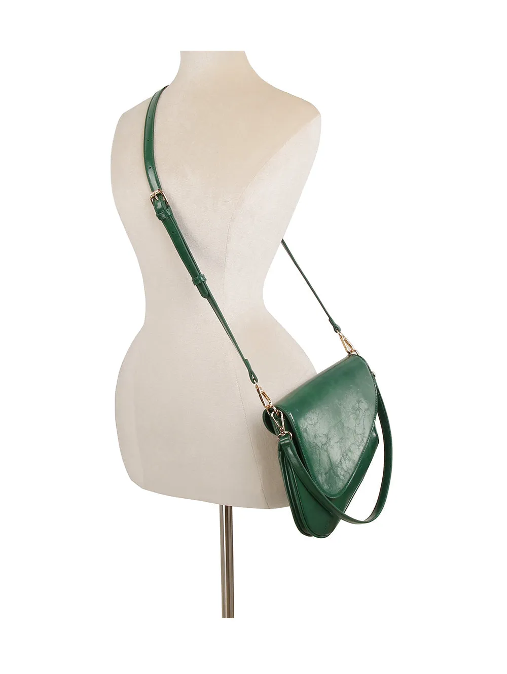 Unique design shiny leather saddle bag