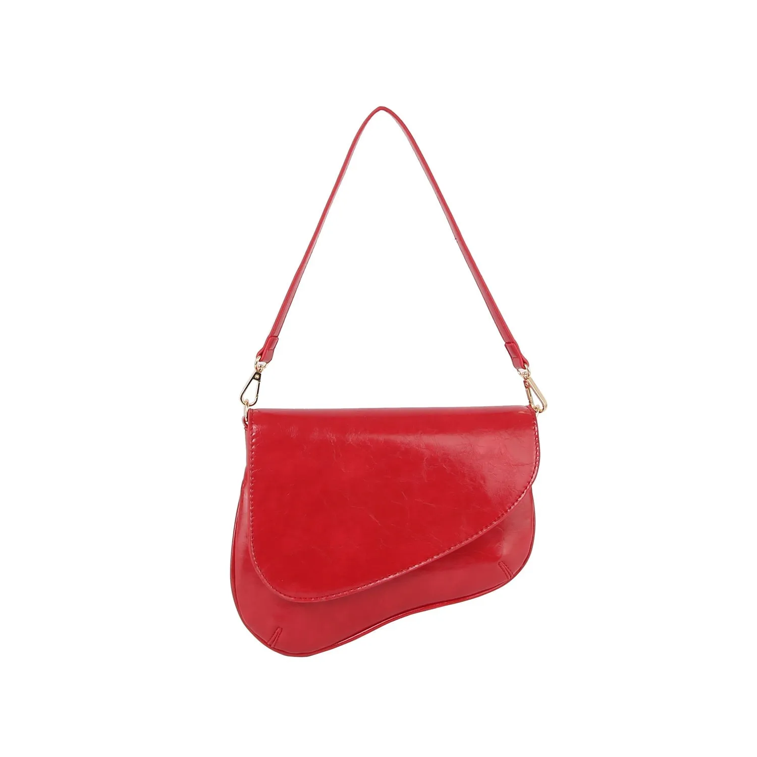 Unique design shiny leather saddle bag