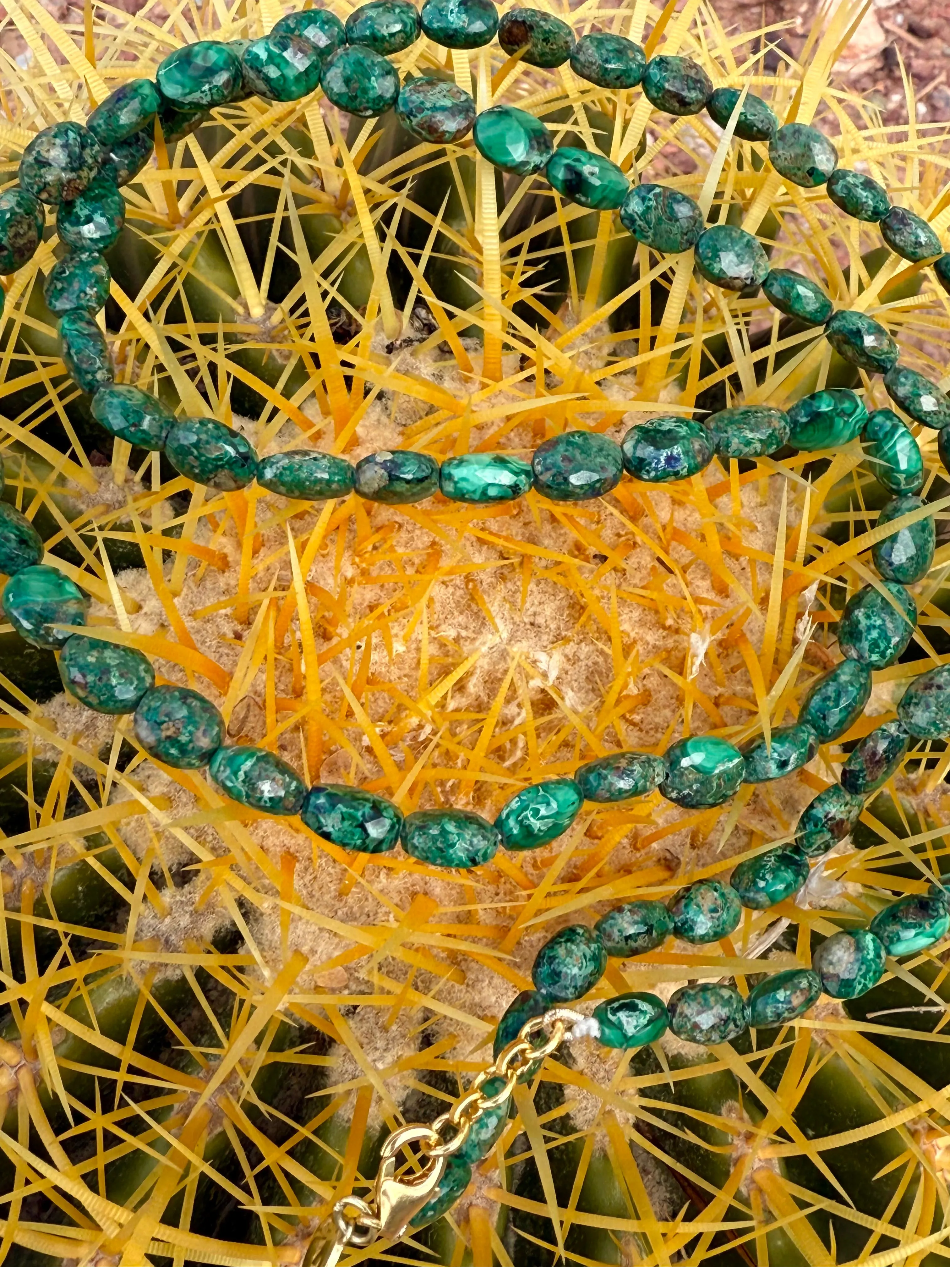Unique Hand Faceted Malachite Necklace