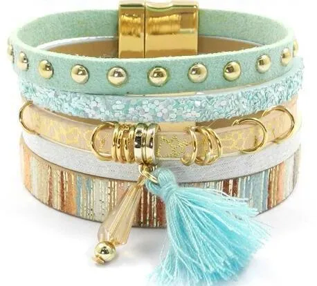 Unique Leather Summer Charm Bracelet