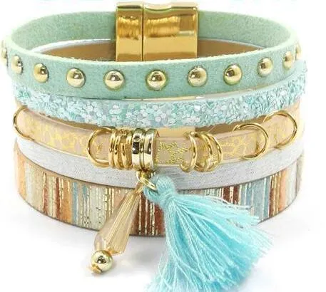 Unique Leather Summer Charm Bracelet