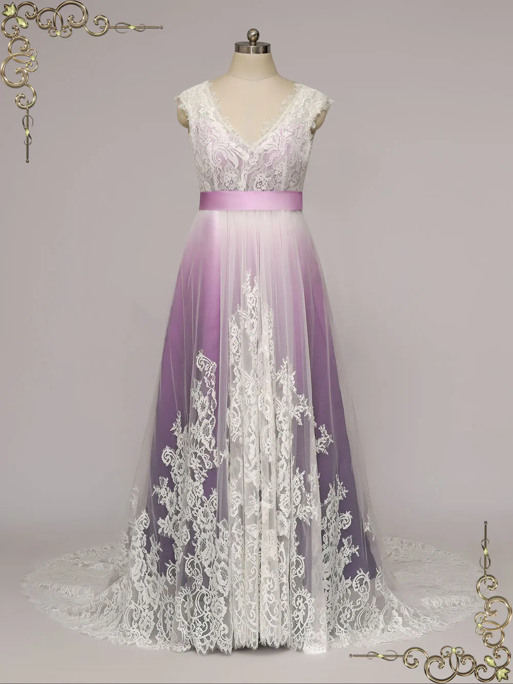 Unique Purple Changing Color Wedding Dress DOROTHEA