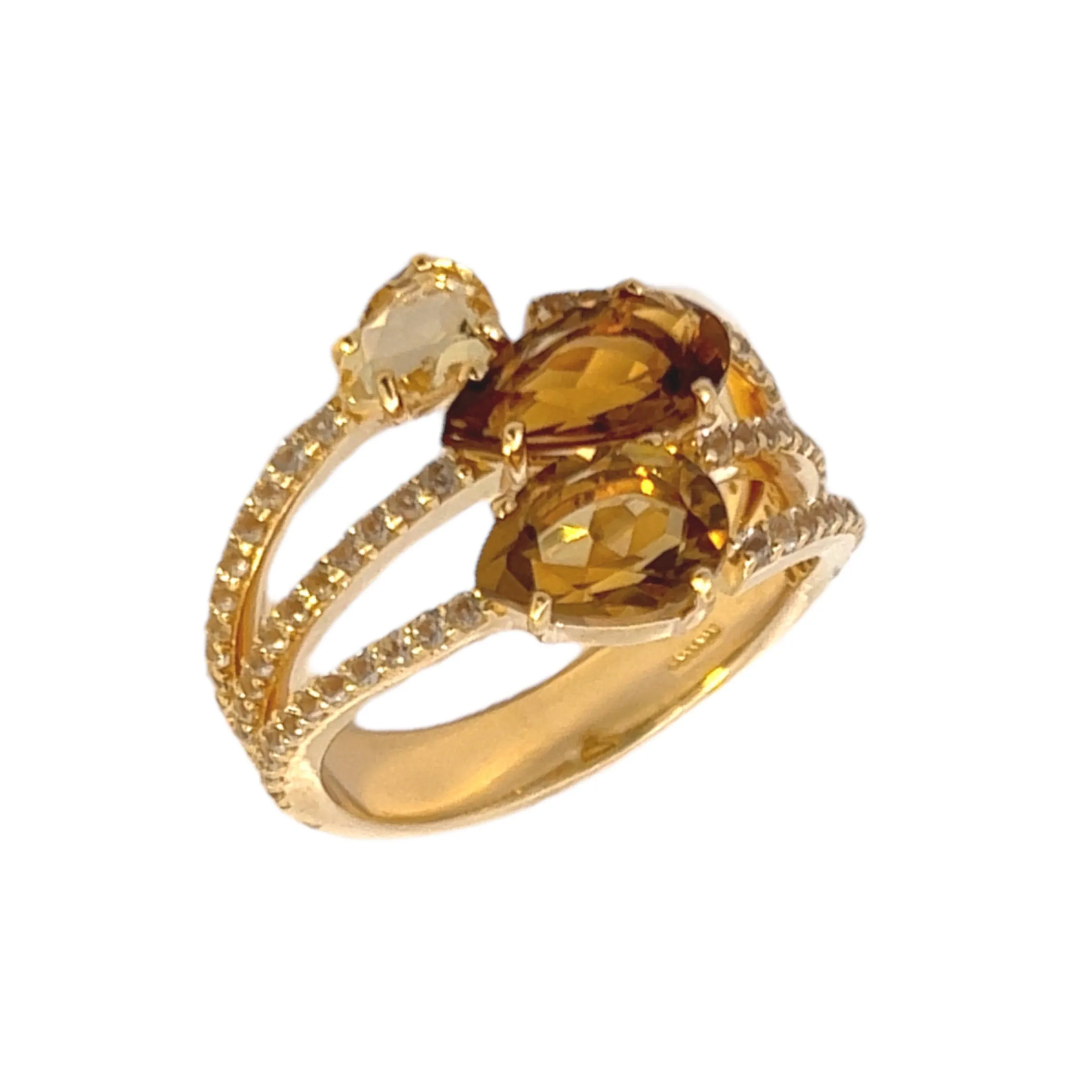 VILLA RICA Ring (1213) - Champagne Citrine, Whisky Citrine, Yellow Light Citrine / YG
