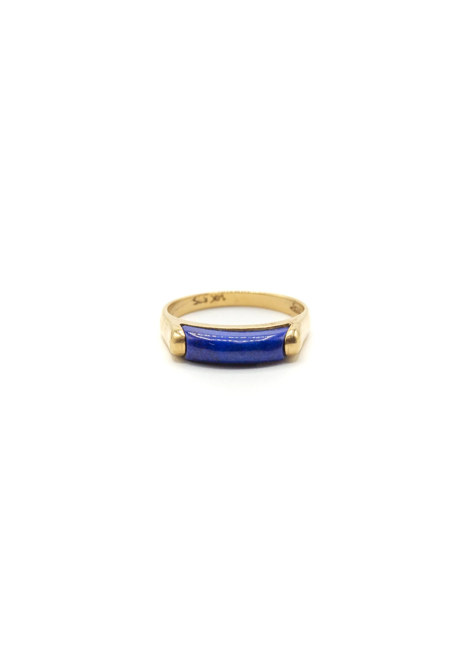 Vintage 1980's 14k Gold and Lapis Bar Ring