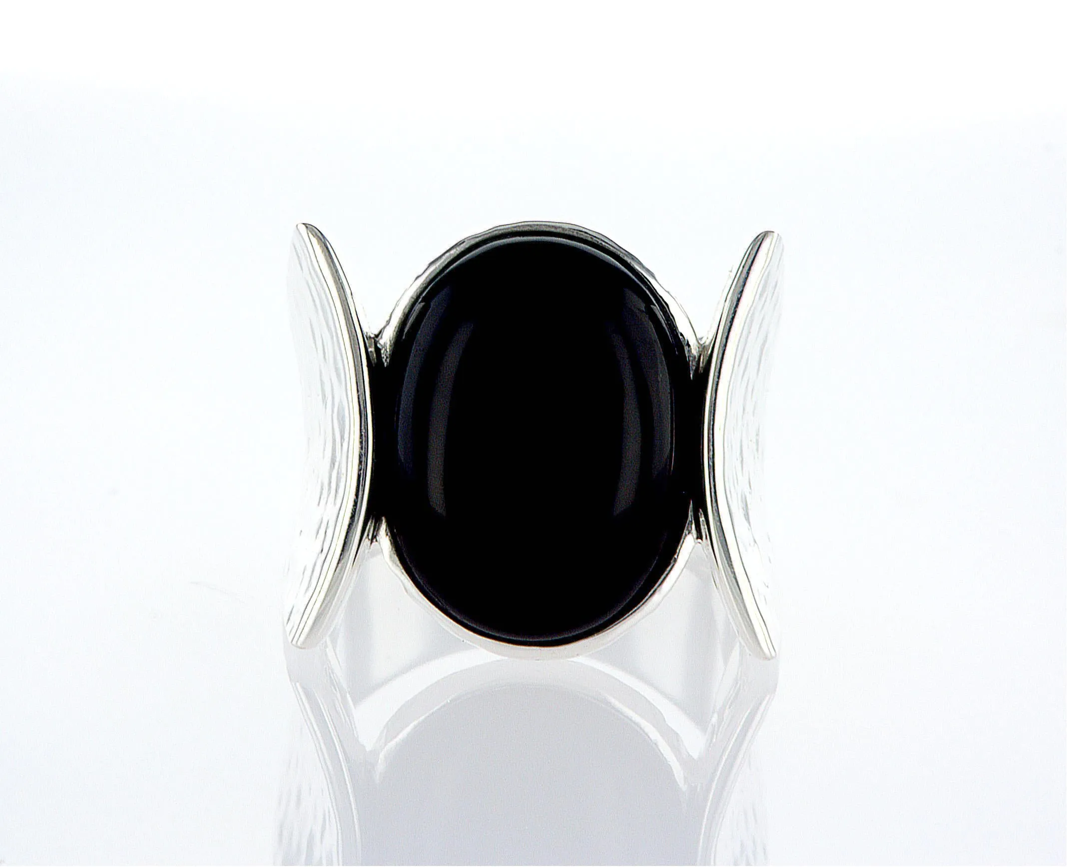 Wings silver black Onyx Ring