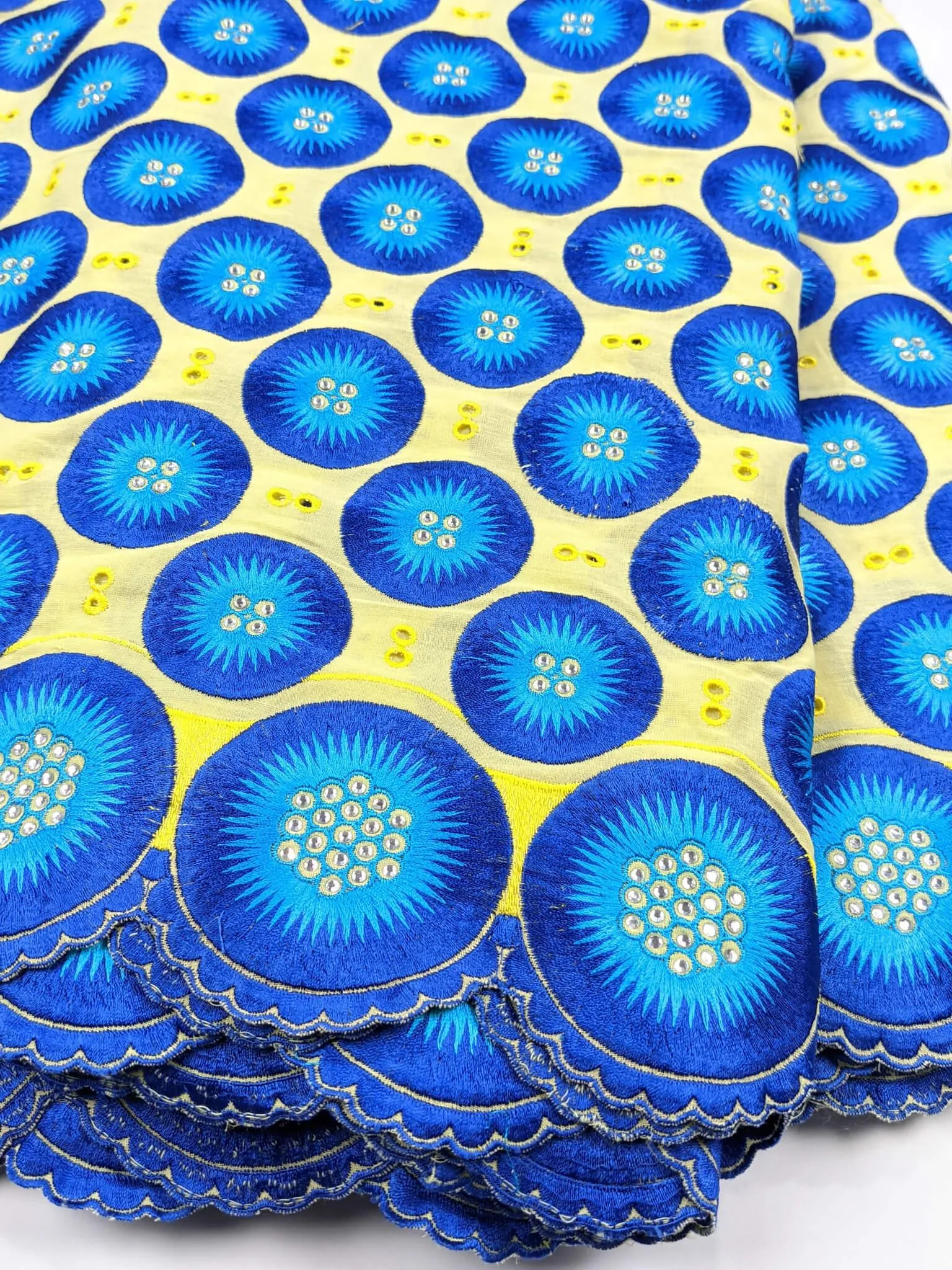 Yellow & Blue Unique Cotton Lace
